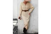 Massey Knit Midi Sweater Dress - Beige
