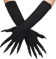AMIJOUX 1 Pair Claw Gloves Long Fingernails, Black Party Gloves Cat Claws Party Prop Wolf Claws Glove Cosplay Costume for Costume Accessories