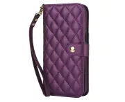 IPhone XR Wallet Case With Wrist Strap,PU Leather Lightweight IPhone XR Case-Deep Purple