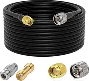 POBADY N to SMA Jumper N Male to SMA Male Low Loss Coaxial Cable RG58 49.2FT/15M + 2PCS N SMA Adapter Kit for 3G 4G 5G LTE Antenna Ham Radio GPS WiFi