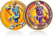 CHURYUML Funny Decision Coin - Heads Dunk Tails Spike Challenge Coins, Basketball Themed Novelty Token, Unique Gag Gift for Men Women Friends Sports Lovers