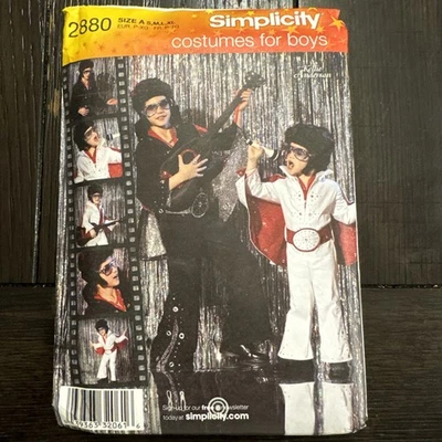Simplicity 2880 UNCUT Sewing Pattern, Boys' Elvis Presley Costume, Size S-XL