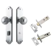Guildford Knob Shouldered Backplate Privacy Kit w Privacy Turn Brushed Chrome