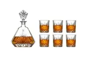 7 Piece Persia Design Glass Whisky Decanter Set 1 Whisky Decanter + 6 Whisky Cup