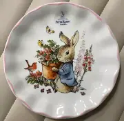 Beatrix Potter Peter Rabbit Scalloped 8" Salad Plates with Pink Edge