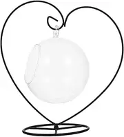 Totority Heart-Shaped Iron Ornament Display Stand Sturdy Flower Pot Holder Glass Ball Rack Hanging Plant Bracket Micro Landscape Bottle Hanger
