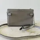 MICHAEL KORS Payne Pearl Grey Leather Small Crossbody Crossbody Bag