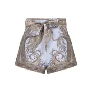 [Zimmermann] Zimmermann Paisley-print Belted Shorts II NUMERIC PURPLE/NEUTRALS