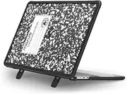 MOSISO Compatible with MacBook Air 13 inch Case 2025-2022 M4 A3240 M3 A3113 M2 A2681, Composition Book Heavy Duty Shockproof Hard Shell Case Cover with Fold Kickstand for MacBook Air 13.6 inch, Black