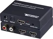 Tendak 1X2 4K HDMI Splitter with HDMI Audio Extractor + Optical and R/L Audio Output Powered Splitter 1 in 2 Out Signal Distributor Support 3D for PS4 Xbox One DVD Blu-ray Player HD TV Projector