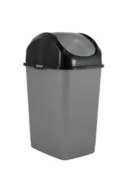 Superio Compact Slim Trash Can 4.5 Gallon With Swing Top Cover (Gray and Black)