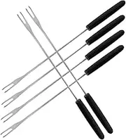 HAKIDZEL 6pcs Stainless Steel Fondue Fork Set Handle for Cheese Chocolate and Fruit Dipping and Dishwasher Safe for Parties and Baking