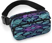 [YTLKGFP] Waist Pack Stained Glass Pattern Printed Butt Pack Fanny Pack Hip Bum Bag for Workout Traveling Casual Running Hiking Cycling, Stained Glass Pattern, 7.9 X 5.1 in