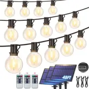 144FT(3x48FT) Solar String Lights with Remote, Outdoor Waterproof Patio Light...