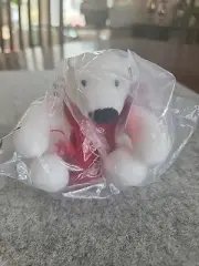 Coca Cola Small Polar Bear Red Scarf Plush Toy 4” Collectible