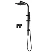 ACA WELS Black Square 8" Rain Shower Head Set Gooseneck Rail Wall Arm With Taps