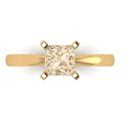 1Ct Princess Cut Natural Morganite Solid 14K/18K Gold Solitaire Engagement Ring