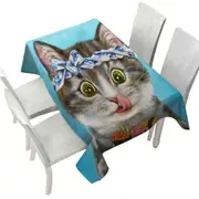Funny Cats Paintings Sushi Lover Kitten Tablecloth