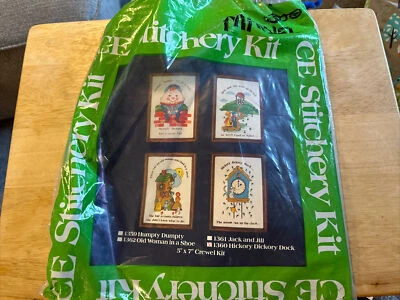 Vintage CE Creative Stitchery Crewel Embroidery Kit 5”x7” Hickory Dickory Dock