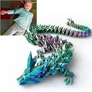 RWSEFK 12 in 3D Printed Dragon, 12inch Dragon，3D Dragon Toy,Large Dragon Present,Ariculated Crystal Dragon (Blue Blue Purple, 12inch)