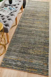 Rug Culture Grey Silky Finish Abstract Runner Rug