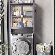 Laundry Room Storage Cabinet Organizer with ThreeTier Rack for Bathroom Above Washing Machine SpaceSaving Laundry Powder Storage Solution.