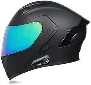Modular Bluetooth Motorcycle Helmet with Inner Sun Visor, Double Lens, ECE Approved Helmet, Integrated Full Face Helmet, Flip Up Helmet