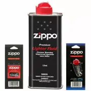 GENUINE Zippo Cigarette Lighter Premium FLUID Petrol Refill 125ml+ Wick + Flints