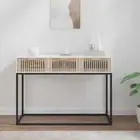vidaXL Console Table White 105x30x75 cm Engineered Wood and Iron HEE