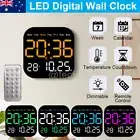 LED Digital Wall Clock Temperature Date Week Display Alarm Clock Remote Control