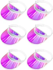 [Geyoga] 6 Pcs Pink Clear Sun Visor Hats Plastic Sun Visor UV Protection Golf Cap Unisex PVC Transparent Visor Cap for Women Men, Gradient Purple, One Size