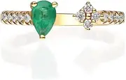 [Gin & Grace] Women's 10K Yellow Gold Natural Zambian Emerald Ring With Diamonds (GJ17957R-EM-P)