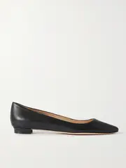 [Manolo Blahnik] Manolo Blahnik - Bb 10 Leather Point-toe Flats - Black - IT40 IT 40 Black