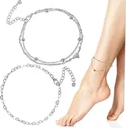 BESTYASH Love Heart Design Anklet Bracelet 2pcs Women Anklets Elegant Adjustable Suitable for Occasions