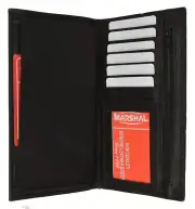 Black Real Leather Detachable Slim Checkbook Cover Credit Card Organizer Wallet