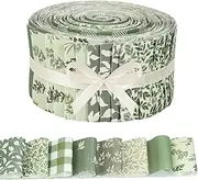 40 Pcs Sage Green Floral Cotton Jelly Fabric Strips Spring Sage Leaves Fabric Strips for Quilting Crafting Precut Patchwork for Gift Sewing DIY Crafts