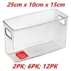 Rectangle Tall Crystal Clear Plastic Fridge Pantry Storage Container Box Handle