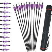 32" Archery Carbon Arrows SP350 Arrowheads Quiver Compound Recurve Bow Hunting