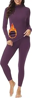 [JOLLYBUYER] Women's Mock Neck Thermal Underwear Winter Fleece Ultra-Soft Warm Base Layer Set
