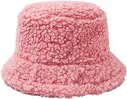 [Yannaky] Weave Visor Hat,Ladies Winter Cashmere Bucket Hat Cute and Warm Caps Hunting Fishing Hat Wide Brim Straw Hat Big Floppy Foldable Roll up Cap Beach Sun Hat UPF 50+ (Color : Pink, Size : One Size)