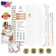 Comprehensive Wedding Planning Notebook with Tips, Checklists & Pockets - White