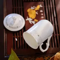 在飛比找ETMall東森購物網優惠-帶蓋茶杯景德鎮陶瓷杯瓷器杯子酒店辦公杯會議杯茶具套裝6個裝杯