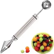 Fruit Scooper and Baller - Double-Headed Baller Scoop Set for Watermelon | Stainless Steel Cantaloupe Ice Cream Sorbet Dessert Ball Spoon for Remove Core for Pear
