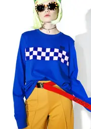 [x-Girl] Checkered Panel Long Sleeve Tee