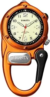 Dakota Mini Clip Microlight – Waterproof Clip-On Fob Watch with LED Torch & Glow-in-the-Dark Hands | Heavy-Duty Carabiner Watch for Blokes | Outdoor Work, Fishing, Hunting, Camping Kit – ORANGE