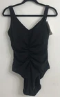 CALIA Women's Ruched One Piece Swim Suit Solid Pure Black Size 8 NWT