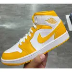 NIKE WMNS AIR JORDAN 1 MID 高筒 休閒鞋 男女 金黃白 BQ6472-117 2307