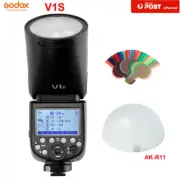 Godox V1-S V1S 2.4G TTL Round Head Flash Speedlite For Sony + AK-R11 Diffuser