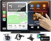 CRROPDA 9 Inch Portable Touch Screen with Wireless Carplay & Android Auto (9IN-Black-S)