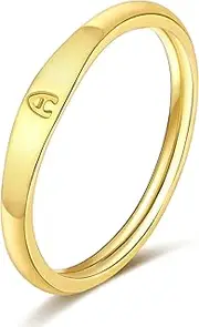 [ZOERAY] Initial Rings for Women 14K Gold Plated Cute Stackable Signet Letter Ring for Teen Girls Dainty Thin Capital Alphabet knuckle Stacking Rings Initial jewelry Gifts Size 6-10